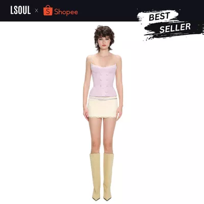LSOUL Ailee Top Áo Corset Satin Cúp Ngực Viền Ren Tôn Dáng Thanh Lịch A26012881