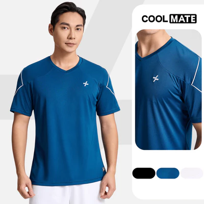 [MUA 2 GIẢM 40%]Áo thun thể thao, Áo đôi nam nữ cổ V Pickleball DinkShot Essentials Nhanh khô, Thấm hút tốt Coolmate