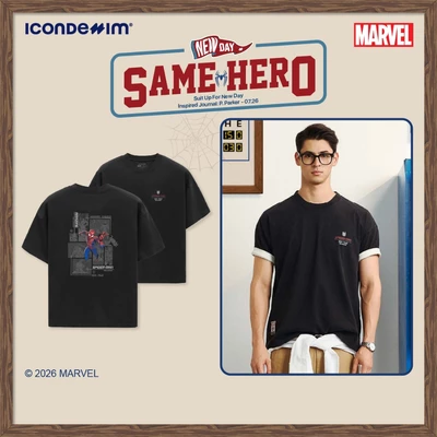 [ICONDENIM® MARVEL COLLECTION] Áo Thun Nam Marvel Spider-Man Archival Power Form Boxy ATID0766