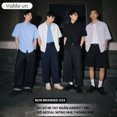 Áo sơ mi tay ngắn cho người lười ủi, vải không co giãn, phom vừa F3 - Non Branded 033 24142 |YaMe|