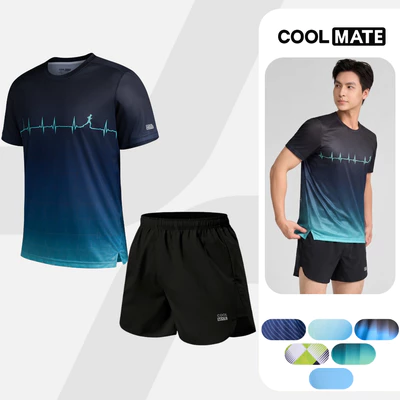 Set đồ chạy bộ Áo Thun Nam thể thao graphic và Quần short Maxcool 5inch thoáng khí, thoải mái Coolmate