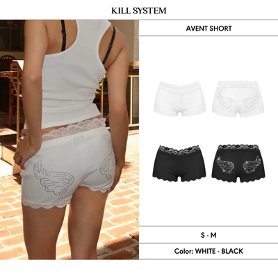 [HÀNG MỚI VỀ] Quần short viền ren cánh thiên thần đính đá lấp lánh AVENT - 𝐊𝐈𝐋𝐋 𝐒𝐘𝐒𝐓𝐄𝐌