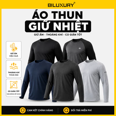 Áo Thun Giữ Nhiệt Nam Dài Tay 8ATOB401/9ATOB502 Biluxury Áo Thun Biluxury Co Giãn Thoải Mái Nhiều Màu
