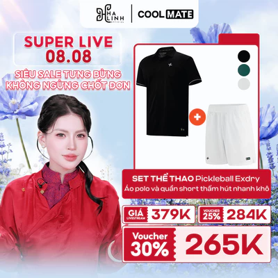 [VÕ HÀ LINH X COOLMATE]Set đồ bộ thể thao nam Pickleball Exdry Áo polo và Quần shorts thấm hút, nhanh khô Coolmate