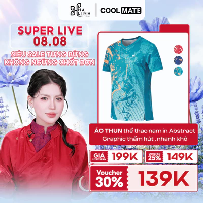 [VÕ HÀ LINH X COOLMATE]Áo thun thể thao nam cầu lông, Pickleball IN Abstract Graphic thấm hút, nhanh khô, thoáng khí