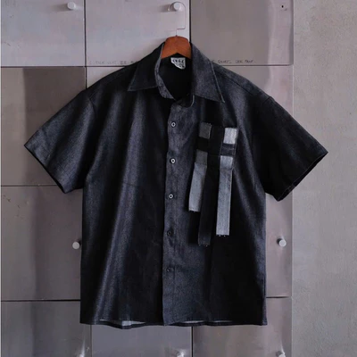 YELLOW FLICKER Áo sơ mi tay ngắn denim tui dan unisex