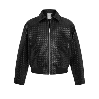 Áo Khoá Bomber Da Đan Tay Phồng - Ivankov Faux Woven Leather Bomber