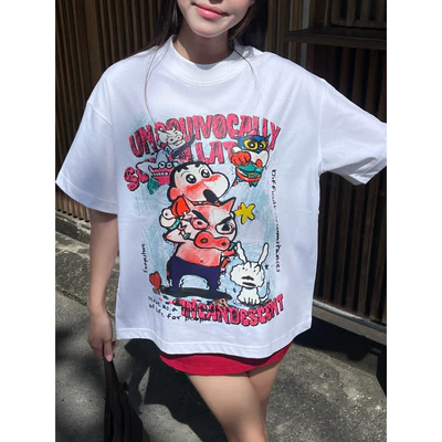 TheGlam CHÍNH HÃNG - Áo Thun Trắng "CUTE CHAOS" UNISEX Form Boxy Nam Nữ - TS03-12