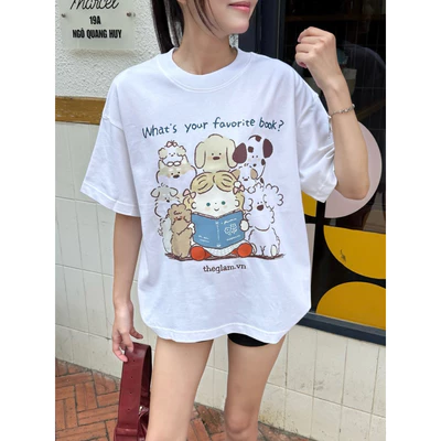 TheGlam CHÍNH HÃNG - Áo Thun Trắng Boxy "Teddy & Friends" UNISEX - Áo thun Dễ Thương Local Brand - TS06-08