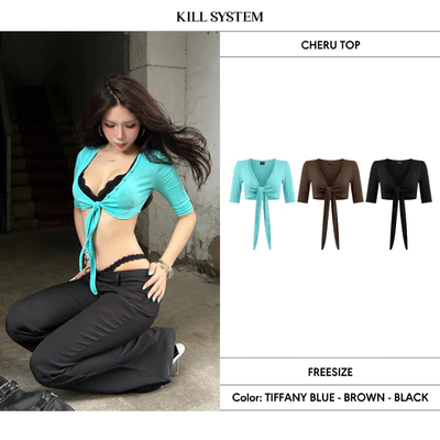 [HÀNG MỚI VỀ] Áo khoác croptop buộc nơ tay lửng CHERU - 𝐊𝐈𝐋𝐋 𝐒𝐘𝐒𝐓𝐄𝐌