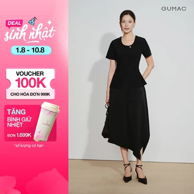 Chân Váy Nữ GUMAC Form A Xòe Lưng Rời Rã Tùng Cách Điệu Bất Đối Xứng Nữ Tính Phù Hợp Đi Làm Đi Chơi VG07103