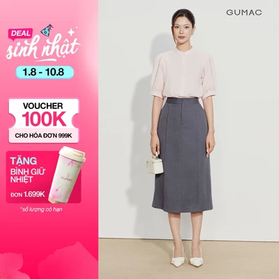 Chân Váy Nữ GUMAC Form A Lưng Rời Túi Xéo Nút Bọc Tôn Dáng Che Khuyết Điểm Tôn Eo VG07004