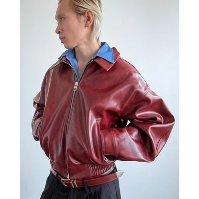 Áo Khoác Da Bomber Chất Liệu Faux Leather Cao Cấp 67PERCENT / 67% - YANKEE LEATHER JACKET