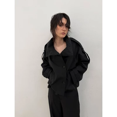 Áo Khoác Trench Coat Cổ Cao Thời Trang Vải Dạ 67PERCENT / 67% - COLLAR TRENCH JACKET