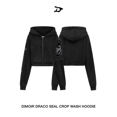 Áo khoác DIMOIR DRACO SEAL CROP Màu Wash XÁM