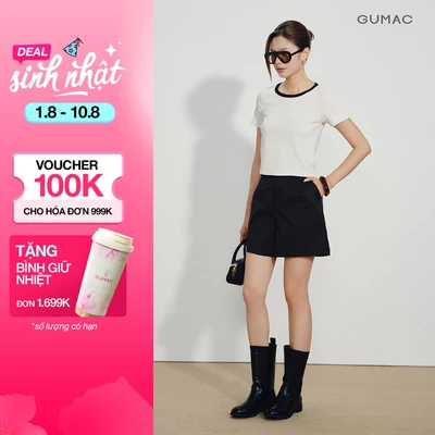Áo Thun Nữ GUMAC Form Ôm Cổ Tròn Lửng Tay Ngắn Thanh Lịch Chất Liệu Lông Thỏ Mềm Mại ATG08042