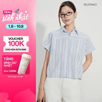 Áo Sơ Mi Nữ GUMAC Form Boxy Tay Cánh Dơi Rã Ngang Ngực Lai Ngang Phong Cách Hiện Đại Năng Động LAG08036