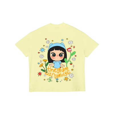TheGlam CHÍNH HÃNG - Áo Thun "FLOWER CHIBI" UNISEX Form Boxy Màu Hồng nhạt/Xám tiêu nhạt Nam Nữ - TS08-05