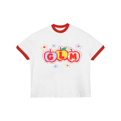 TheGlam CHÍNH HÃNG - Áo Thun Ringer Tee "APPLE GLM" Trắng viền Đỏ Form Boxy UNISEX Nam Nữ - TS08-02