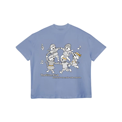 TheGlam CHÍNH HÃNG - Áo Thun "FRIEND CIRCLE" UNISEX Form Boxy Màu Xanh xám/Xám tiêu nhạt Nam Nữ - TS08-07