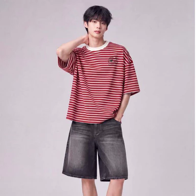 Áo Thun Sọc Ngang Unisex Boxy Fit Daily Stripe LIMEORANGE