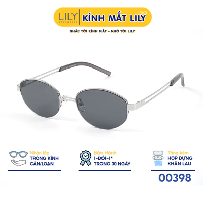 Kính mát thời trang nam nữ LILYEYEWEAR chất liệu kim loại cao cấp, mắt kính chống UV400, kiểu dáng thời trang 00398