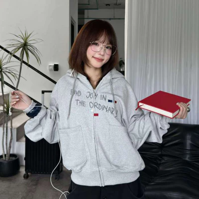 Áo Hoodie Zip JOY Cinder, Local Brand Form Boxy Unisex, Chất Vải Dày Đẹp