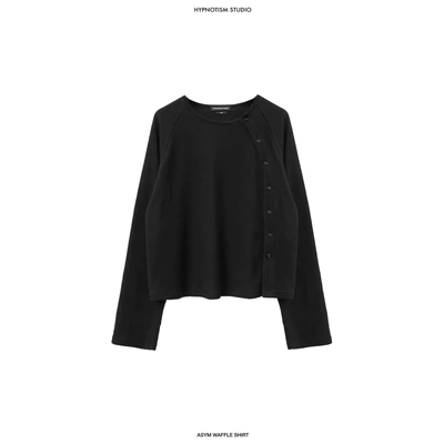 Hypnotism Asym Waffle Shirt Áo cotton tổ ong thiết kế nút lệch form Relaxed Fit (Hỏa tốc)