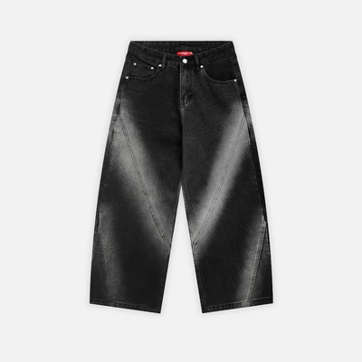 Quần NEEDS OF WISDOM Bleached Wide Denim Pants - Black - Local Brand Chính Hãng