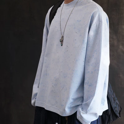 Áo dài tay vải hiệu ứng 2 màu STRESS PAPA Acient Longsleeves