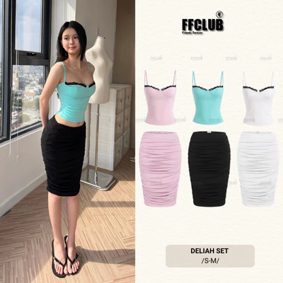 [CÓ TÁCH SET] ÁO 2 DÂY POLY DELIAH CHIẾT EO TÔN DÁNG FFCLUB