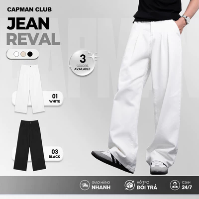 Quần jeans dài nam REVAL ống rộng xếp ly CAPMAN CLUB, quần dài nam denim thoải mái dễ mặc hàng ngày