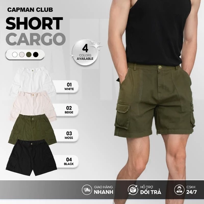 Quần short nam kaki TÚI HỘP phom rộng trên gối CAPMAN CLUB, quần đùi nam trẻ trung thoải mái dễ mặc