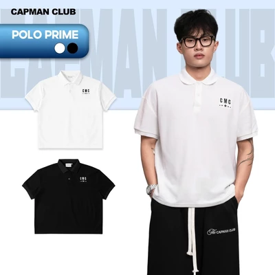 Áo thun Polo nam nữ PRIME phom Boxy CAPMAN CLUB, áo polo unisex phom rộng trẻ trung thoải mái