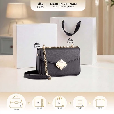 Bộ hộp quà trắng LATA (Túi đeo chéo nữ LATA HN97 + Hộp quà HQ2T + Túi giấy TG2T + Túi rút BVR3838 + Thiệp cảm ơn BT1)