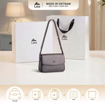 Bộ hộp quà trắng LATA (Túi đeo chéo nữ LATA HN111 + Hộp quà HQ2T + Túi giấy TG2T + Túi rút BVR3838 + Thiệp cảm ơn BT1)