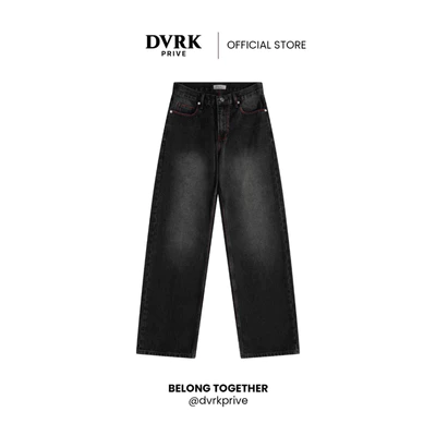 Quần Dài Jean Unisex Form Regular Fit DVRK Privé Vải Denim Cao Cấp Ống Suông Wash Basic Local Brand