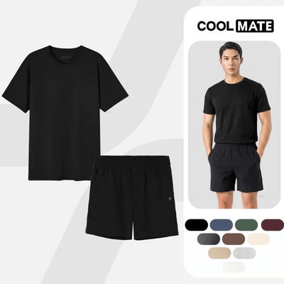 [TẶNG TẤT SPORT]Set đồ am bộ cotton Áo thun 220gsm + Quần đùi Shorts Daily Casual, set đồ dạo phố Coolmate