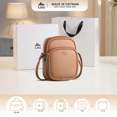 Bộ hộp quà trắng LATA (Túi đeo chéo nữ LATA HN117 + Hộp quà HQ2T + Túi giấy TG2T + Túi rút BVR3838 + Thiệp cảm ơn BT1)