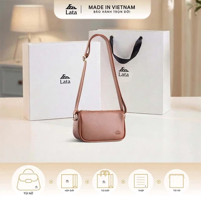 Bộ hộp quà trắng LATA (Túi đeo chéo nữ LATA HN119 + Hộp quà HQ2T + Túi giấy TG2T + Túi rút BVR3838 + Thiệp cảm ơn BT1)
