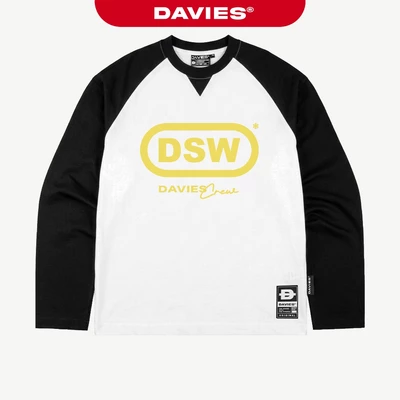 Áo thun tay dài nam nữ kiểu Raglan DAVIES hoạ tiết hình in to cả 2 mặt nổi bật màu đen phối trắng Eclipse Tee | D-T59