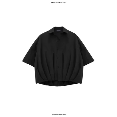 Hypnotism Pleated Over Shirt Áo sơ mi tay ngắn vải cotton thoáng mát form boxy tối giản (Hoả tốc)