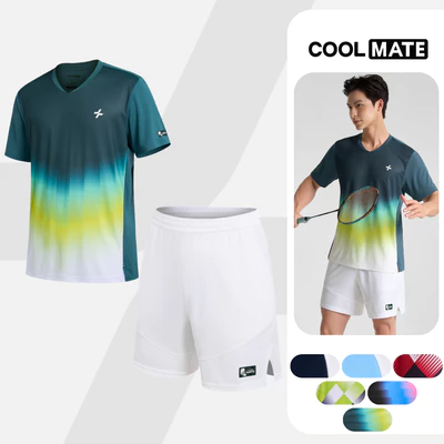 [MỚI]Set đồ bộ thể thao cầu lông Smash Energy Áo thun và Quần short thoải mái, thấm hút, nhanh khô Coolmate