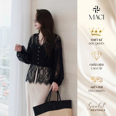 Áo Ren Mềm Dài Tay Bo Chun Kèm Áo Hai Dây MACI MCAATDE0393 Thời Trang Nữ Thiết Kế Độc Quyền