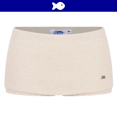 Quần váy nữ ngắn ôm nhẹ nhàng DKMV lưng thấp phối logo cá inox thun nỉ lông thỏ tweed màu be Nerina Skirt | K-V16-TB
