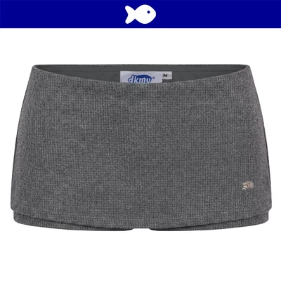 Váy quần ngắn nữ cạp trễ ôm dáng DKMV đính logo cá chất thun nỉ lông thỏ tweed màu xám Nerina Skirt | K-V16-TX