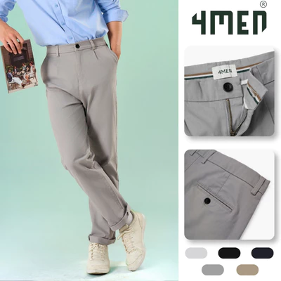 Quần Kaki 4MEN Signature Stripe Trơn Form Regular QK036 Thời Trang, Thanh Lịch