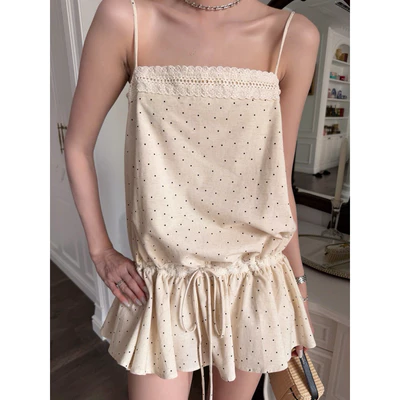 RUBIES Alier Dress - Đầm Ngắn Nữ Vải Cotton Linen Dáng Babydoll 2 Dây Cổ Vuông Kèm Quần Bảo Hộ