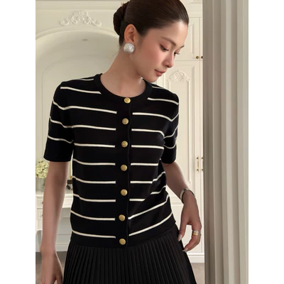 RUBIES Bronte Top - Áo Dệt Kim Nữ Vải Visco Tay Ngắn Cổ Tròn