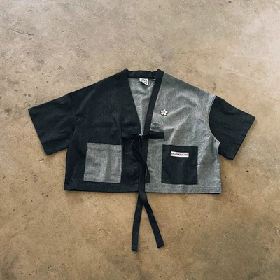 Áo kimono YELLOW FLICKER logo hoa form boxy